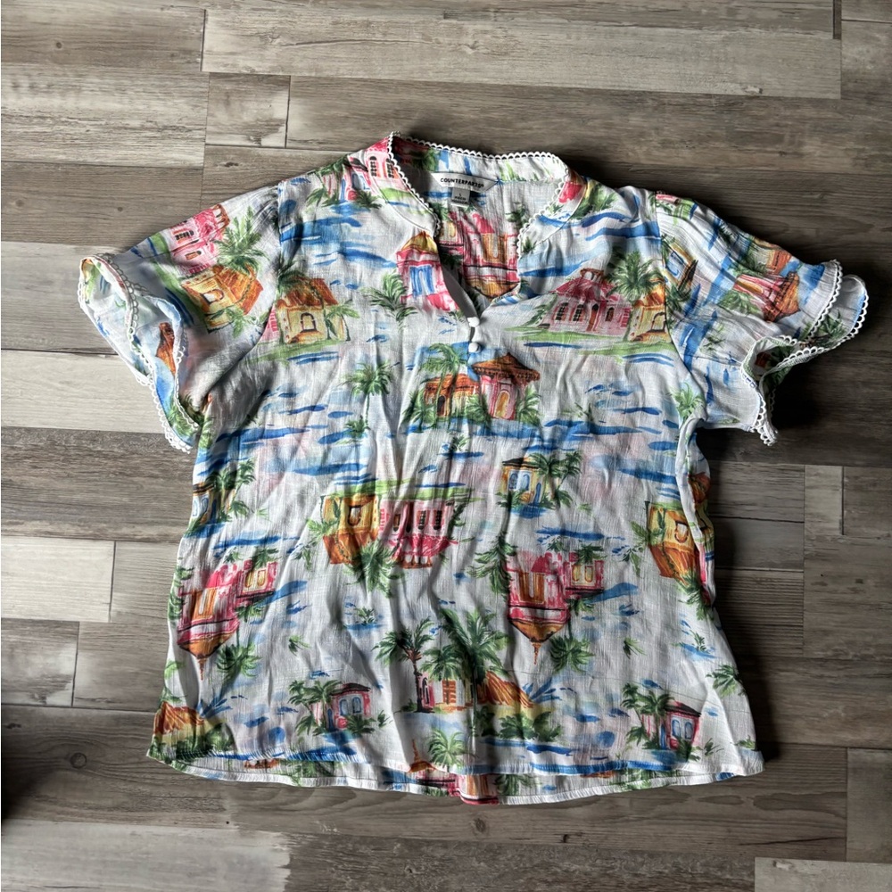 Counterparts Multicolor Tropical Print Top